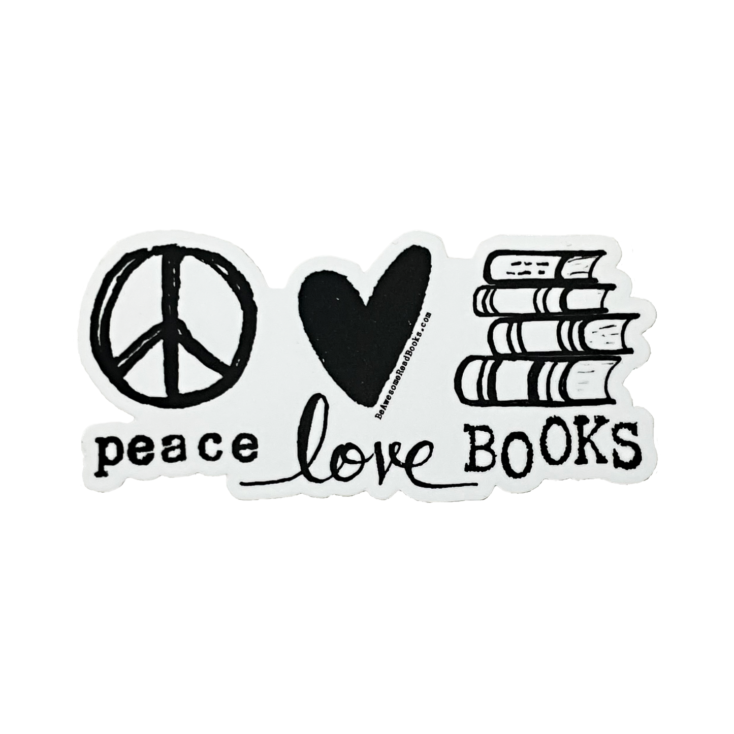 Peace Love Books Die Cut Sticker