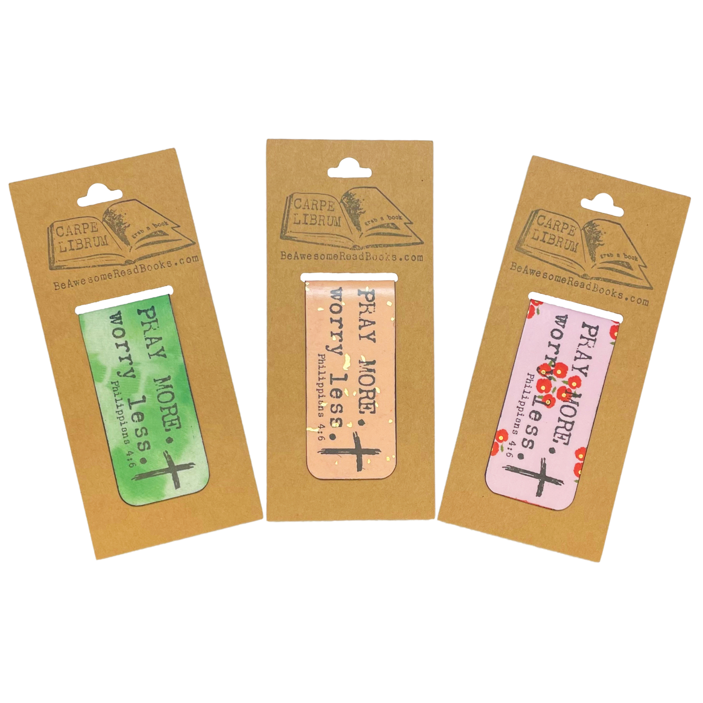 Pray More Worry Less Single Magnetic Bookmark