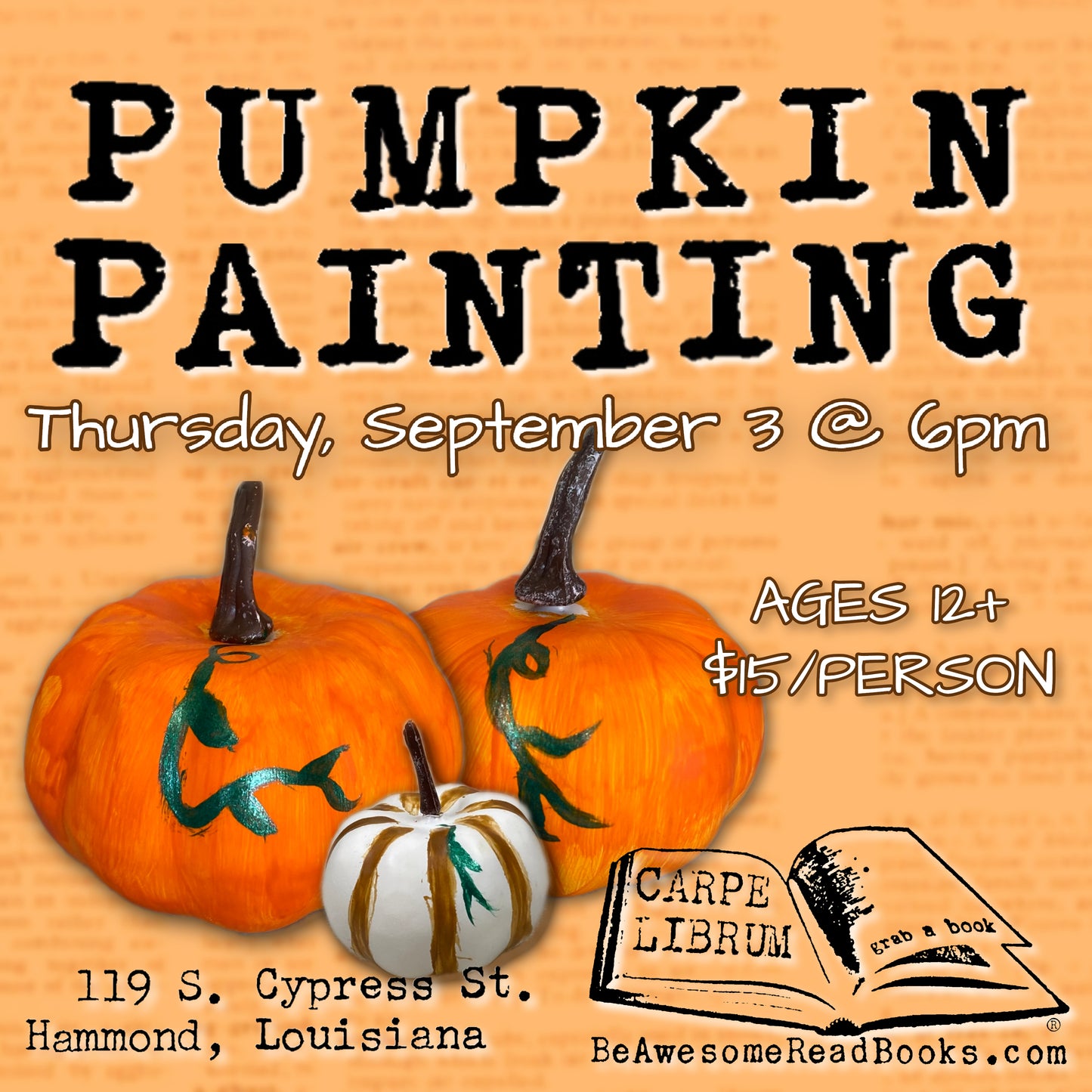 Craft Night: Pumpkin Painting (September 3rd - 6pm)