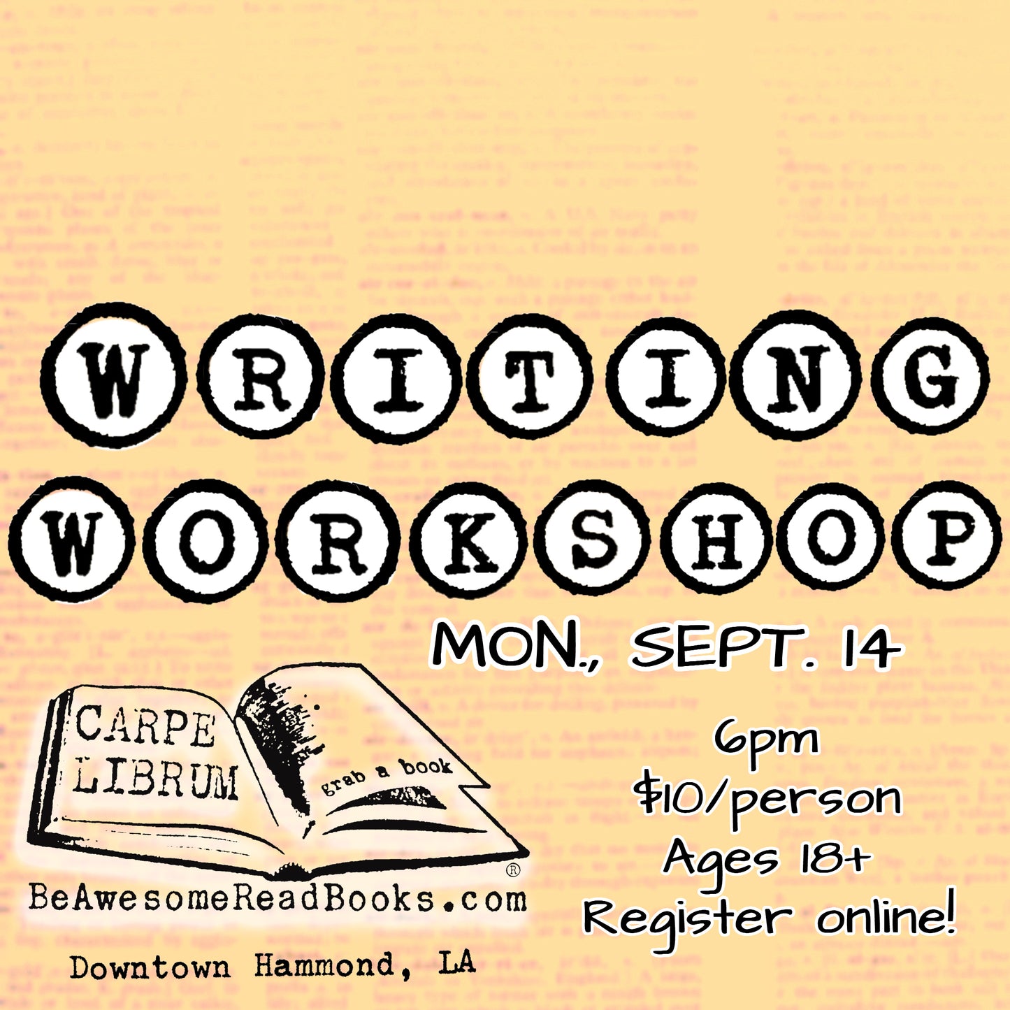 Workshop: Creative Writing (Sept. 14 6pm)