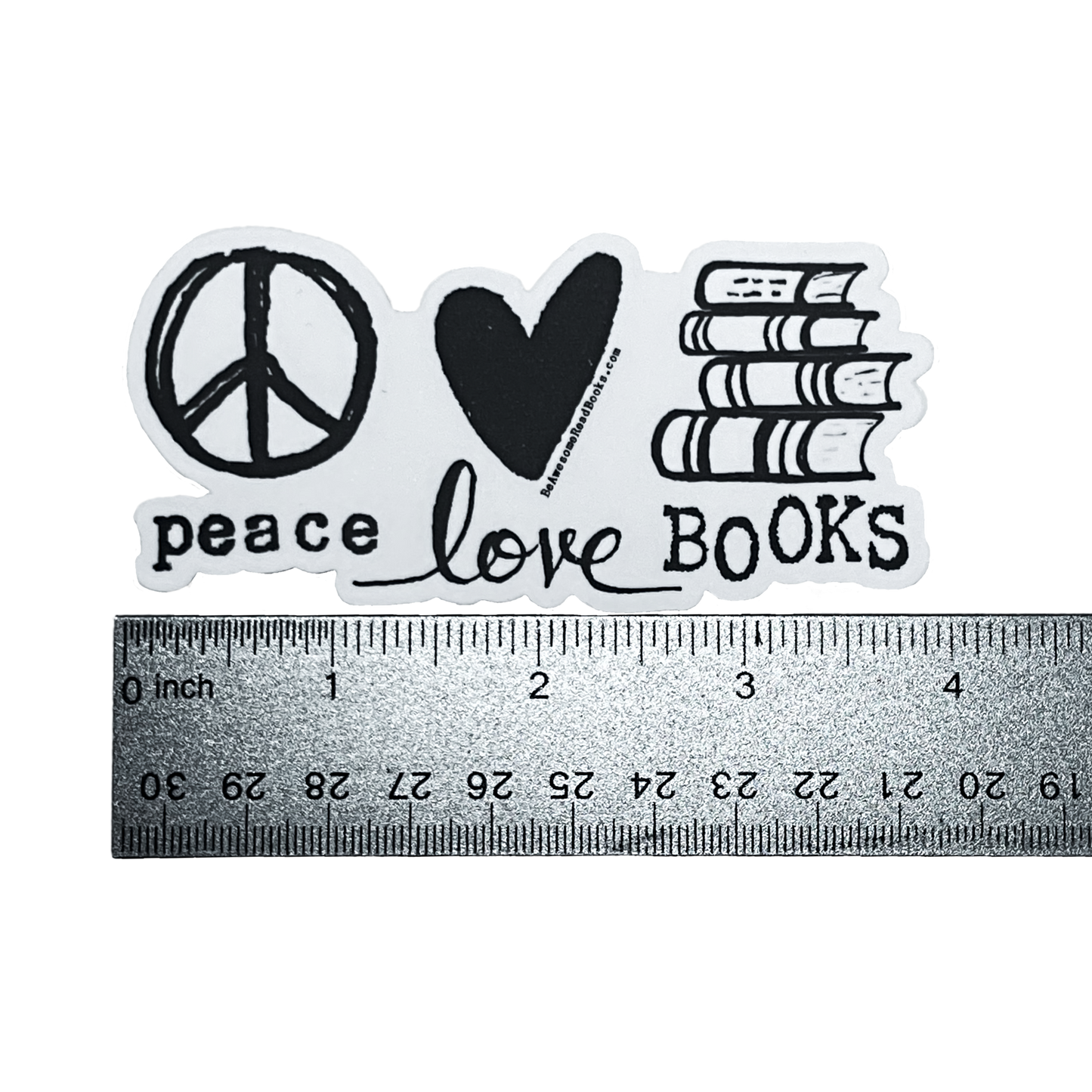 Peace Love Books Die Cut Sticker