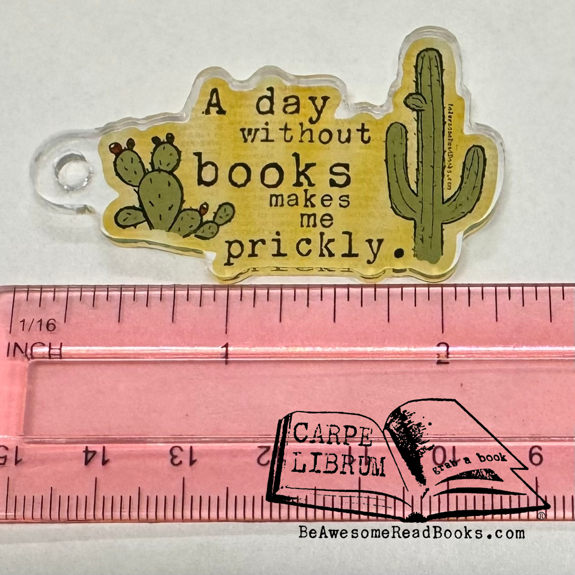 A Day Without Books Makes Me Prickly Keychain