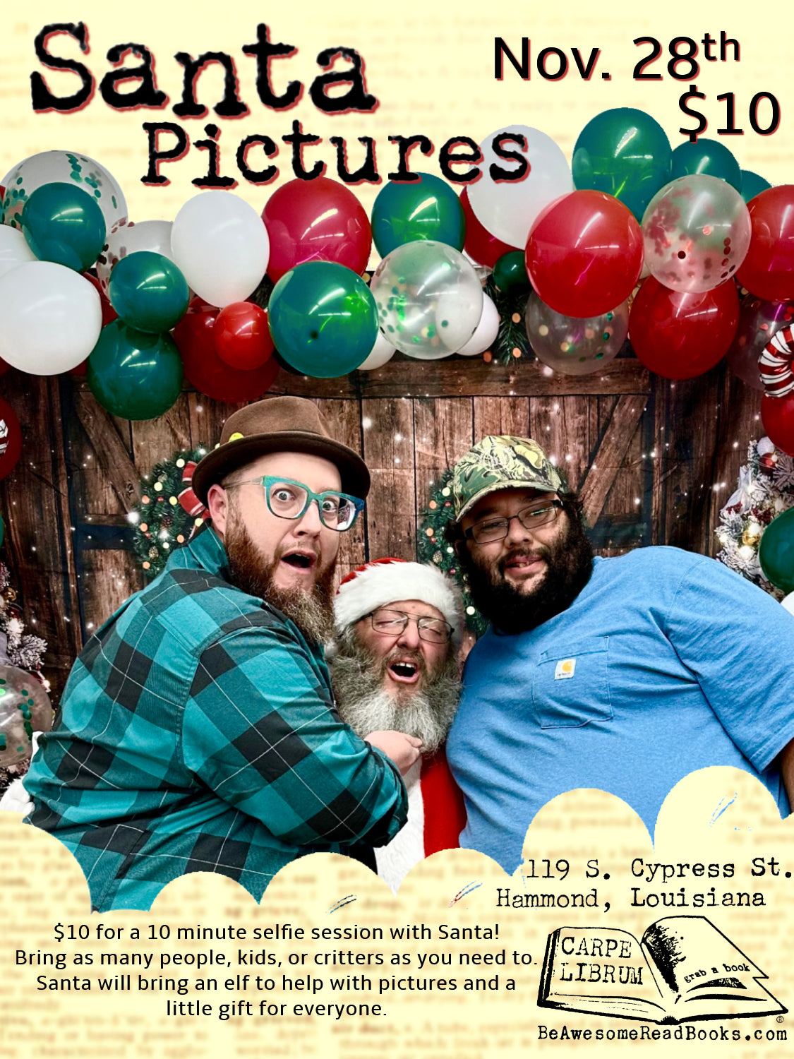 November 28th Santa will be here! Book your 10 minutes with Santa now!