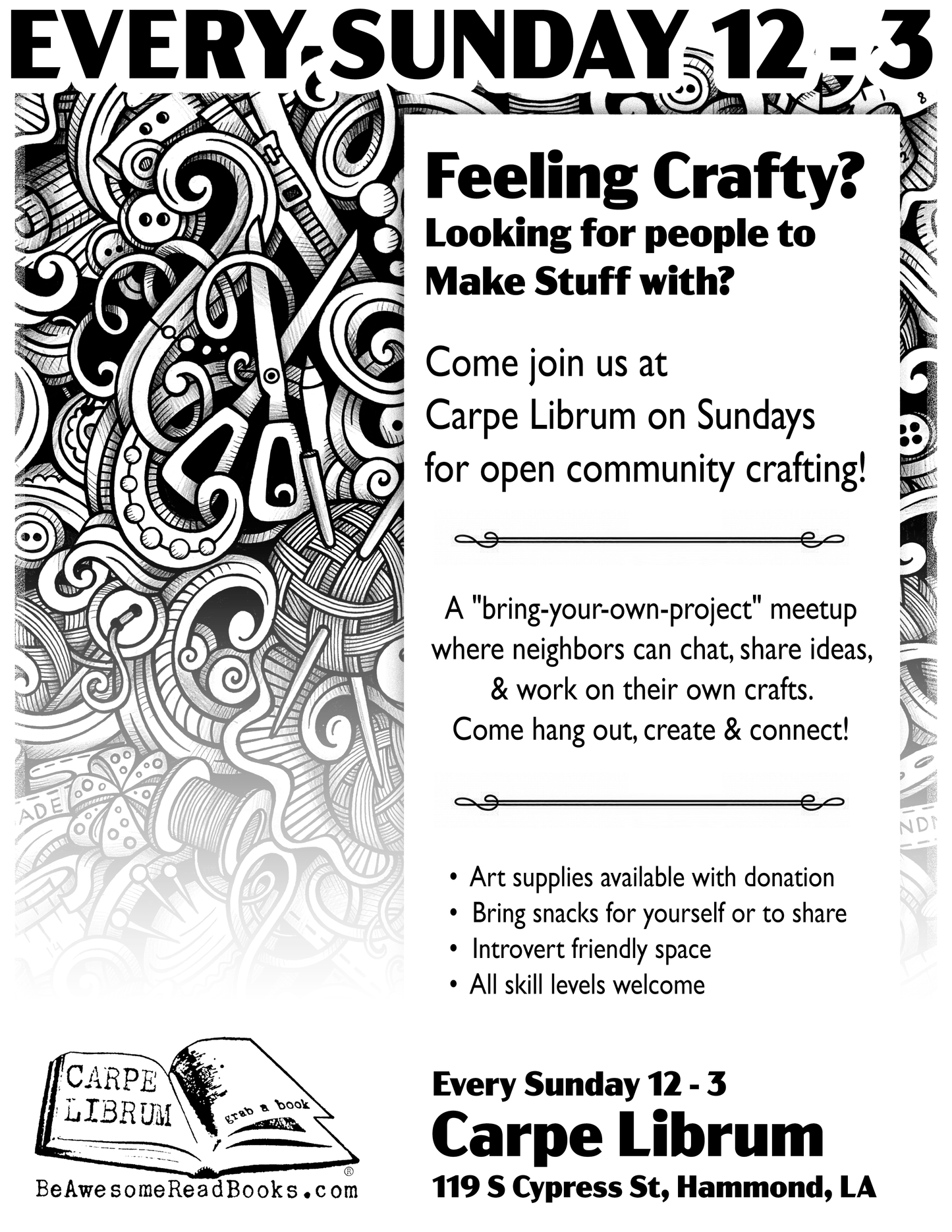 Community Crafting - Sundays (Noon-3pm) BYOC