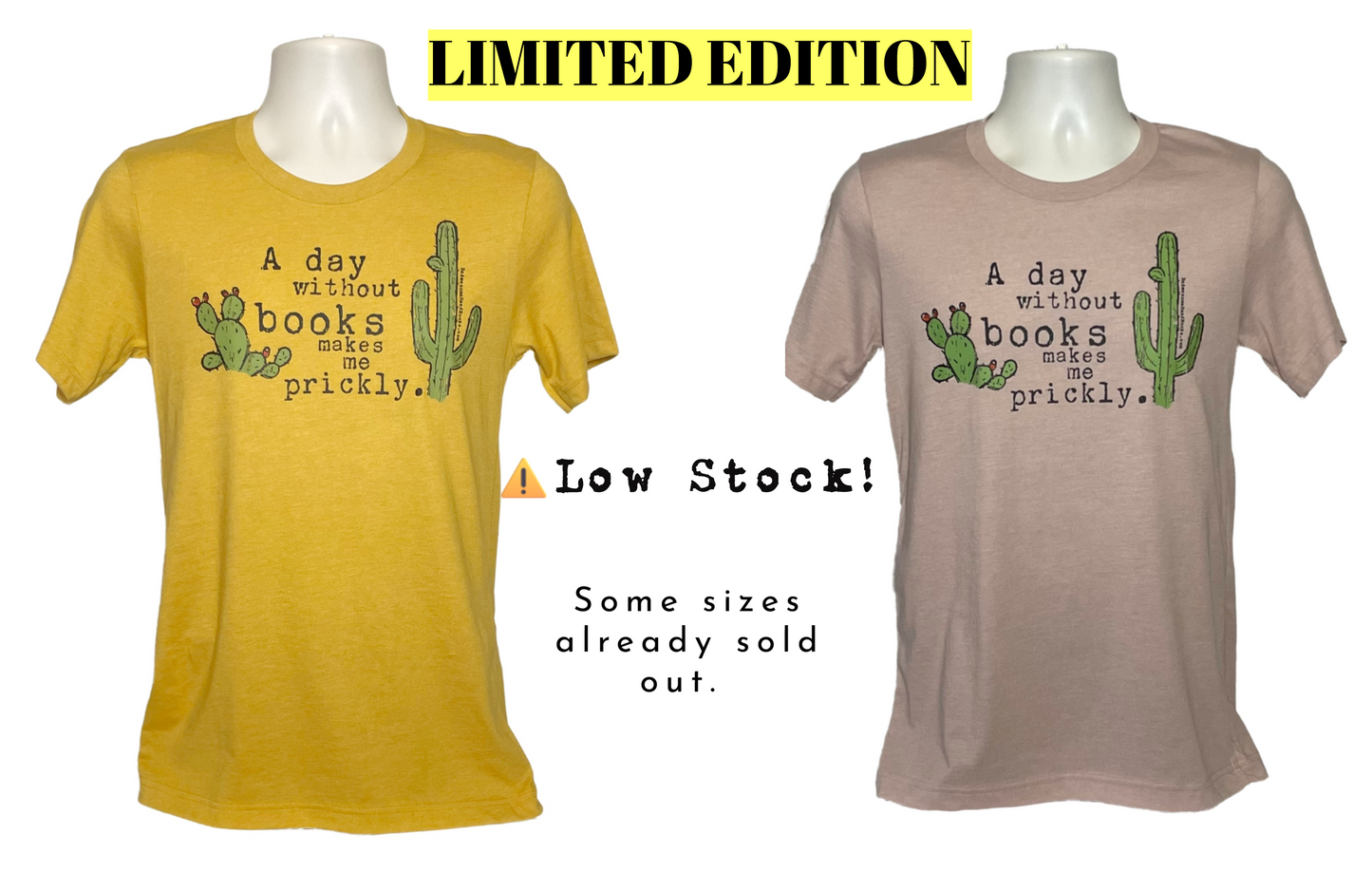 A Day ☀️ Without Books Makes Me Prickly 🌵 Crewneck T-Shirt (Limited Stock!)